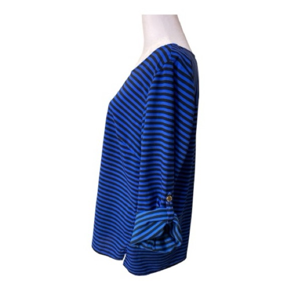 Calvin Klein Navy Striped Long Sleeve Women's Top - Picture 2 of 3